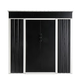 6 x 4 FT Outdoor Storage Shed, Metal Garden Storage House with Slanted Roof & Double Sliding Doors 72279813