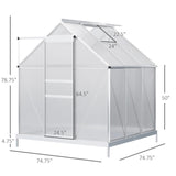 Polycarbonate Greenhouse, Walk-in Green House with Adjustable Roof Vent 28589144