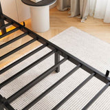 Full Size Metal Bed Frame with Wooden Headboard, RGB Lights, Outlets & Charger, Storage Shelf, W840P209906