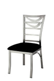 ZNTS Contemporary Silver Metal 2pc Dining Chairs Black Microfiber Seat Dining Room Ladder Back Chair B011P232977