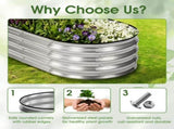 4x2x1ft Galvanized Metal Raised Garden Bed,Oval Planter Box Outdoor,Silvery 64374805