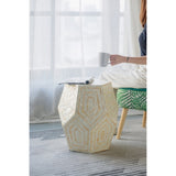 18x18x21" Hexagonal Capes Capiz Stool, Cream/Yellow W2078P326492