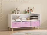 4 Cube Kids Bookcase & Toy Storage Organizer with 3 Fabric Drawers for Playroom Storage,Pink 14717049