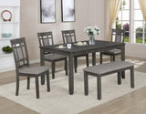 ZNTS Beautiful 6-Pc Dinette Gray Finish Rectangular Table Upholstered Chairs Bench Room Wooden B011P184945