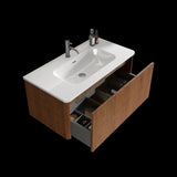 ZNTS U048-Etna36W-305 Etna 36" Striped Walnut Bathroom Vanity with White Ceramic Sink, Wall Mounted W1865140820