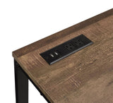 ZNTS Walnut and Black Writing Desk with USB Port B062P209215