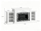 Fireplace TV Stand White Painted Top Washed White Melamine Cabinet, 178.3*40*92cm, 03325897