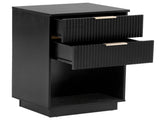 Bedside Table with 2 Drawers Featuring Wavy-Patterned Front P2 Density Board Triamine Sticker 50105666