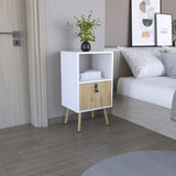 Kimball Tall Nightstand with Drawer, Open Shelf and Wooden Legs B128P176118