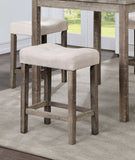 Transitional 5pc Counter Height Dining Set Gray Counter HT. Table and 4x Stools Linen-like Beige B011P230005