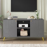 U-Can Modern TV Stand for TVs up to 55 Inches, Entertainment Center Media Console,Adjustable Shelf, N724P198517E