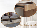 Rustic Wooden Console Table with Drawer Minimalist Design, Ribbed Texture, and Natural Finish W2729P239172