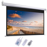 ZNTS 92" 16:9 80" x 45" Viewing Area Motorized Projector Screen with Remote Control Matte White 38942833