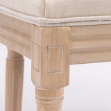 French Style Solid Wood Frame Linen Fabric Square Back Dining Chair,Set of 2,Cream W162290981