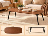 Foldable Coffee Table 31.5" x 15.7" x 17.7", Melamine Laminated MDF Tabletop & Metal Frame, Brown 37523729