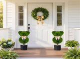 2 Pack Cute Bear Topiary Trees with Cement Weighted Pots Lifelike Green Faux Boxwood Decor for 12640559
