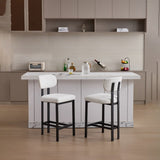 Bar Stools Set of 2, 26 inch Modern Upholstered Fabric Counter Height Barstools, Kitchen Island W3244P310202