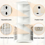 Corner Storage Cabinet, 63.3" Tall Freestanding Bookcase with Doors & Adjustable Shelves, 5-Tier 54814109