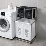 Laundry Basket 2 Tier Clothes Sorter with 4 Removable Bags to Organize Clothes, With Four Wheels, 68926337