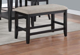 Farmhouse Style 1pc Black Light Gray Counter Height Bench Footrest Upholstered Seat Wooden Furniture B011P149003