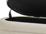 One Size Oval Channel Storage Bench with Wooden Ball Feet, Cream B035P600797