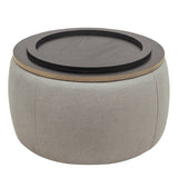 Round Storage Ottoman, 2 in 1 Function, Work as End table and Ottoman, Grey W48735177