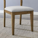 Darla Set of 2 Walnut Oak Dining Side Chairs with Light Gray Fabric B061P353761