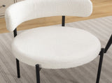 Burbank Modern Round Boucle Dining Chairs, Set of 2, White T2574P180242