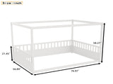 Full Size Canopy Bed Frame with Guardrails for Kids,Floor Bed Full with Four Poster Design,Kids W1858P252840