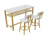 Dining Table Set with 2 Stools,3 Piece Counter Height for Kitchen, Living Room, Small Apartment W578P304320