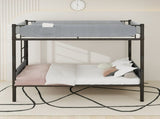 Iron Twin Bunk Bed with Removable Linen Storage Pockets, Convertible into Two Beds, Space-Saving W1935P534748