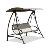 3-Seat Patio Chair, Outdoor Porch with Adjustable Canopy and Durable Steel Frame, Patio W1859110127