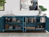 63'' Large Storage Cabinet Metal Handle, Carved Flower Doors, Wooden Mordern Sideboard Console W1445P251889