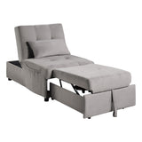 ZNTS Modern Lift Top Storage Bench with Pull-out Bed 1pc Brownish Gray Velvet Tufted Solid Wood Furniture B011P170006