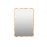 Solid Wood Wavy Rectangle Mirror-Natural-Wood 40" x 28" Modern Mirror Wall Decor for Bathroom, W1445P189612