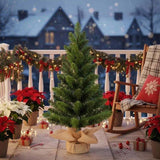 2PCS Set 2FT Tabletop Christmas Trees with 68 Tips PVC Green Trees Plant Base Mini 80226241