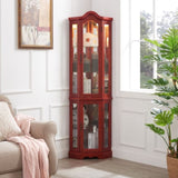 Curio Lighted Glass Display Curio w/Tempered Glass Doors and Shelves, Crown Corner W2275P178901