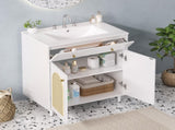 30" Bathroom Vanity with Ceramic Sink, Solid Wood Frame Bathroom Sink Cabinet with Adjustable Shelf, N710P293988K