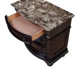 1Pc Traditional Style End Table 3-Drawer Nightstand with Marble Top Rich Brown Cherry Finish Solid B011P143964