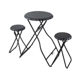 57.5x23.6x39.8" Black Stowable Side Table and Two Seats W2078P282277