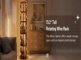 73" Tall Round Wine Rack, Freestanding Wine Bar Cabinet With Rotating Design Wine Glass Rack, N728P513727Z