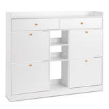 4 Drawers 2 Drawers with Top Baffle Shoe Cabinet Particle Board 128*25*107cm White 41329802