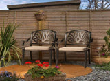 Set of 2 Cast Aluminum Patio Dining Chairs with Cushions, Stackable Outdoor Bistro Chairs for 96662218