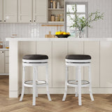 30" Bar Stool, White Finish, Charcoal Fabric Seat B04660745