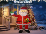 6FT Lighted Santa Claus Holding Bell Christmas Yard Decorations, Pre-lit Pull Up Santa with 200 Warm 76027268
