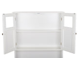Toilet Cabinet with 2 Glass-Paneled Doors and 3 Shelves Painted MDF Bathroom Tall Cabinet 94073685