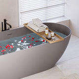 63" Luxury Engineered Solid Surface Bathtub, Stone Resin Freestanding Soaking Bathtub with Overflow W1573132651