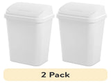 (2 pack)Kitchen Trash Can, 13 Gallon Plastic Garbage Bin with Swing Top Lid, White 08199863