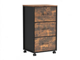 Wood Filing Cabinet with Casters, Weathered Wood Fluted, Iron Clad Wood, Melamine Faced, 3 Tall 59908062