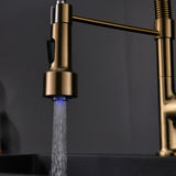Commercial LED Kitchen Faucet with Pull Down Sprayer, Single Handle Single Lever Kitchen Sink Faucet W1932P156148